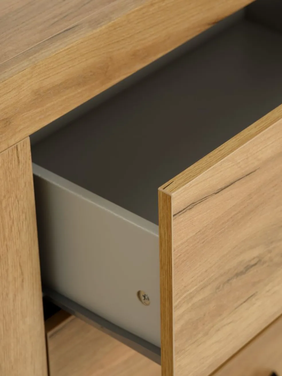 LINTRUPBuffet LINTRUP 1 porte 3 tiroirs coloris chêne naturel
