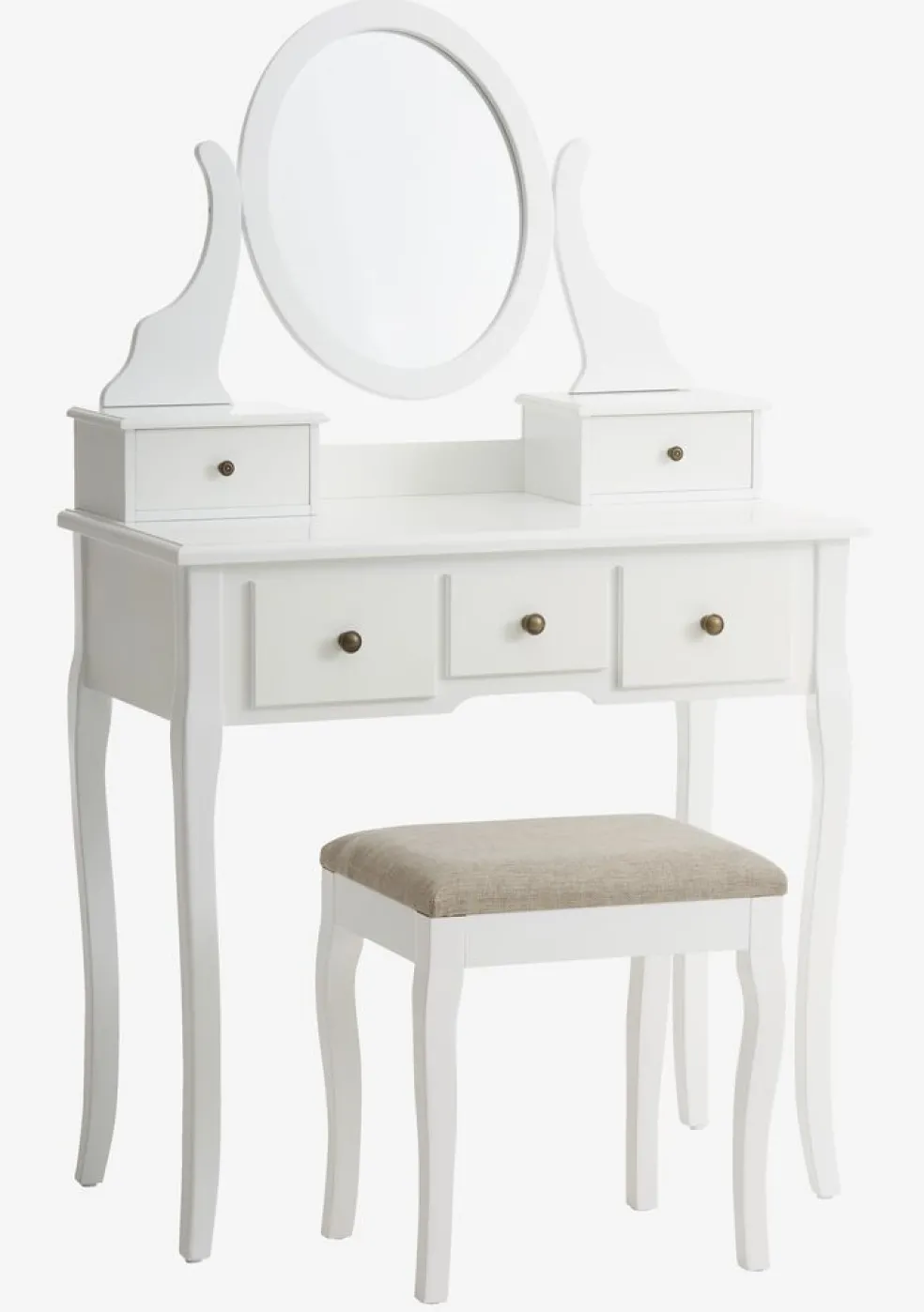 MALLINGCoiffeuse + tabouret MALLING a/miroir blanc/beige