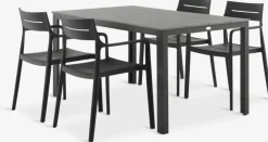 MARIELYST + INGSTRUPMARIELYST L150 table gris + 4 INGSTRUP chaises noir