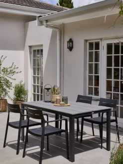MARIELYST + INGSTRUPMARIELYST L150 table gris + 4 INGSTRUP chaises noir