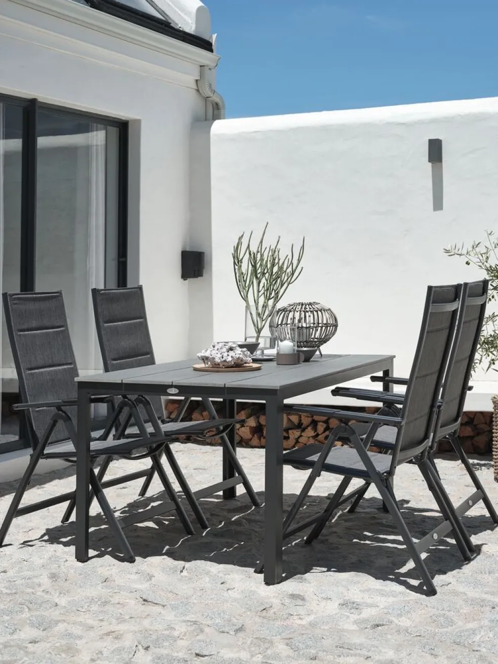 MARIELYST + MYSENMARIELYST L150 table + 4 MYSEN chaises gris