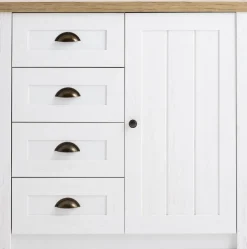 MARKSKELCommode 4 tiroirs 1 porte MARKSKEL blanc/coloris chêne nat.