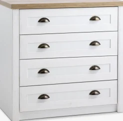 MARKSKELCommode 4 tiroirs MARKSKEL blanc/coloris chêne naturel