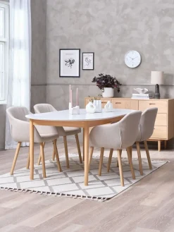 MARSTRAND + ADSLEVMARSTRAND L200/280 table blanc + 4 ADSLEV chaises ss accou.