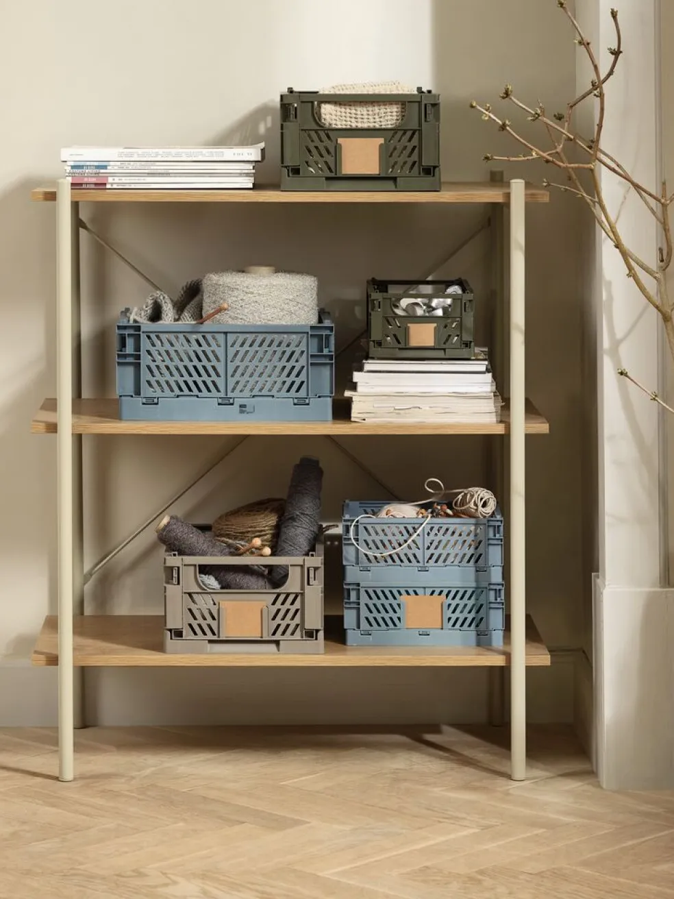 MILASPanier MILAS l25xL34xH15 pliable vert olive