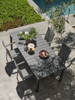 MOSS + GUDHJEMMOSS L214/315 table + 4 GUDHJEM chaises gris