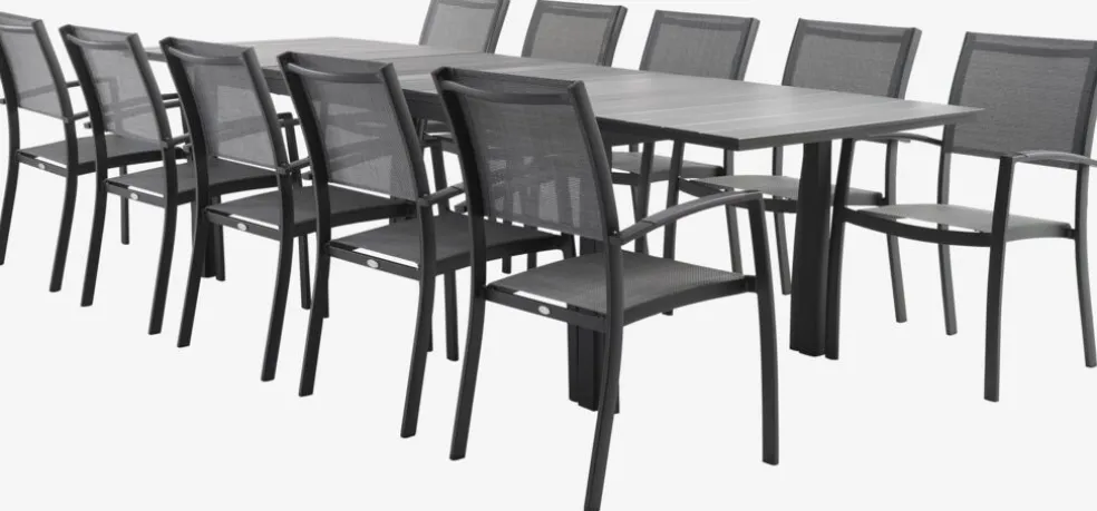 MOSS + STRANDBYMOSS L214/315 table + 4 STRANDBY chaises gris