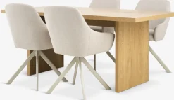 MUNKEBY + ROSTRUPMUNKEBY L180 table colo. chêne + 4 ROSTRUP chaises beige