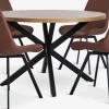 NORTOFT + HYGUMNORTOFT Ø120 table coloris chêne + 4 HYGUM chaises cognac