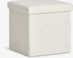 NYSTEDPouf NYSTED 38x38 a/rangement tissu teddy blanc cassé