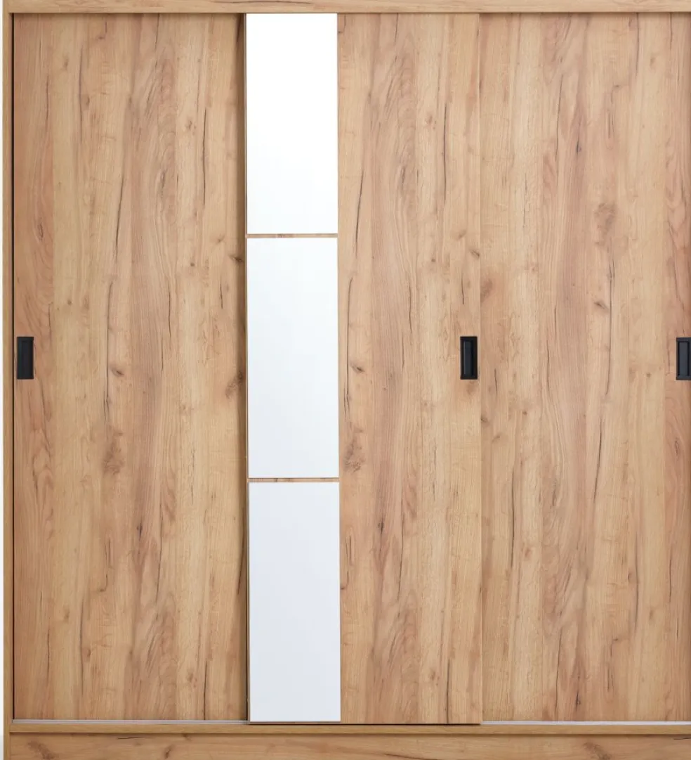 ODDERArmoire ODDER 179x201 a/miroir coloris chêne naturel