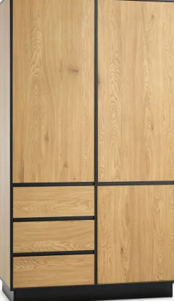 ODENSEArmoire ODENSE 120x210 3 portes 3 tiroirs coloris chêne