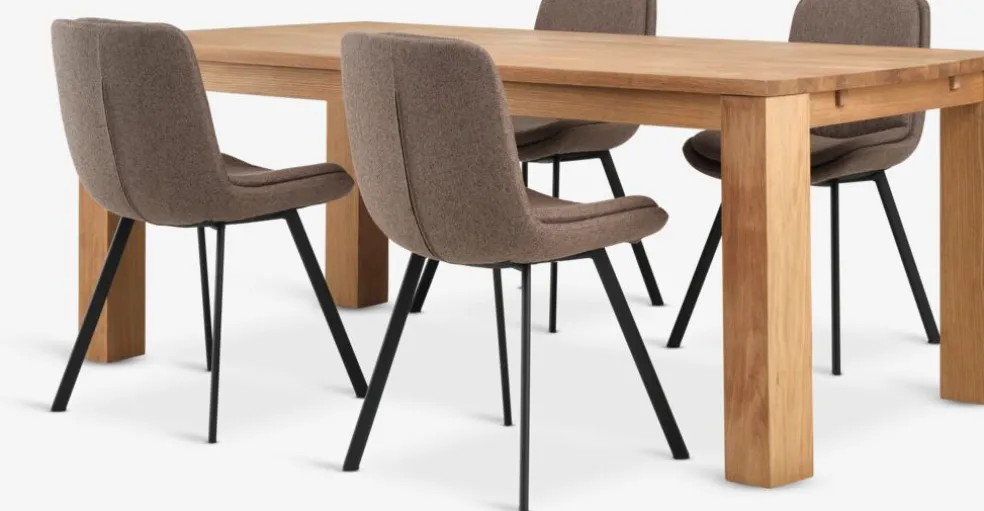 OLDE + MELBYOLDE L200 table chêne naturel + 4 MELBY chaises brun clair