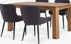 OLDE + PEBRINGEOLDE L160 table coloris chêne + 4 PEBRINGE chaises gris/noir