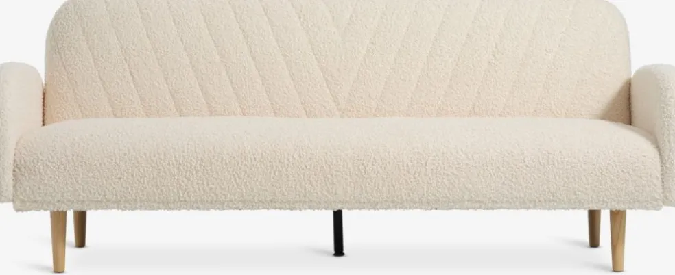 PARADISCanapé convertible PARADIS tissu teddy blanc cassé/colo. ch.
