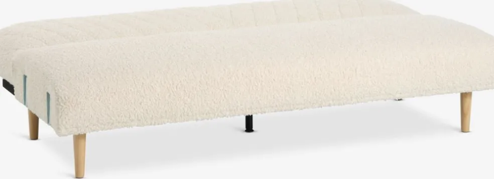 PARADISCanapé convertible PARADIS tissu teddy blanc cassé/colo. ch.