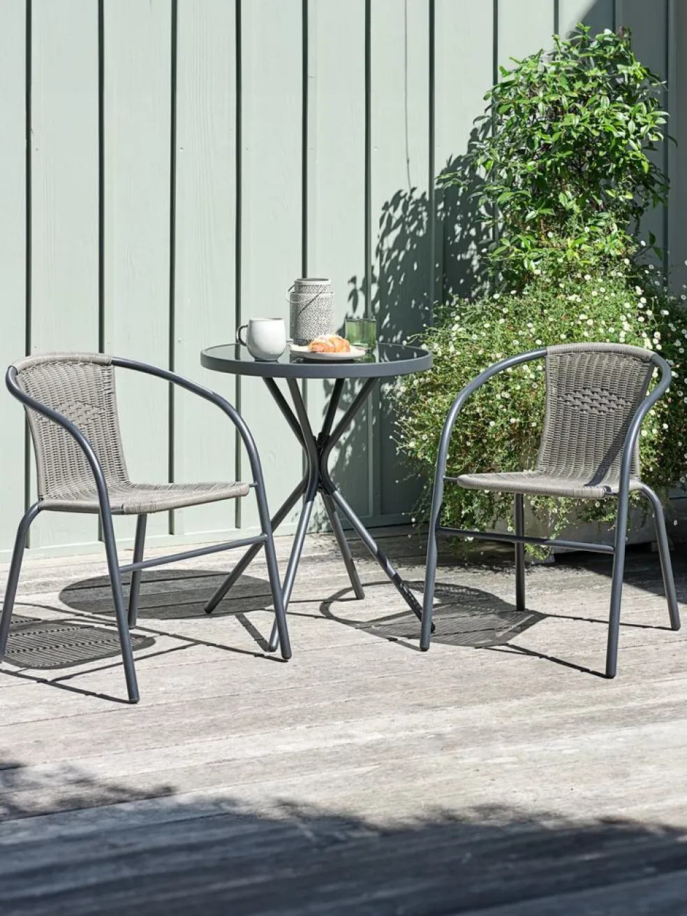 RADSTRUP + GRENAARADSTRUP Ø60 table noir + 2 GRENAA chaises gris
