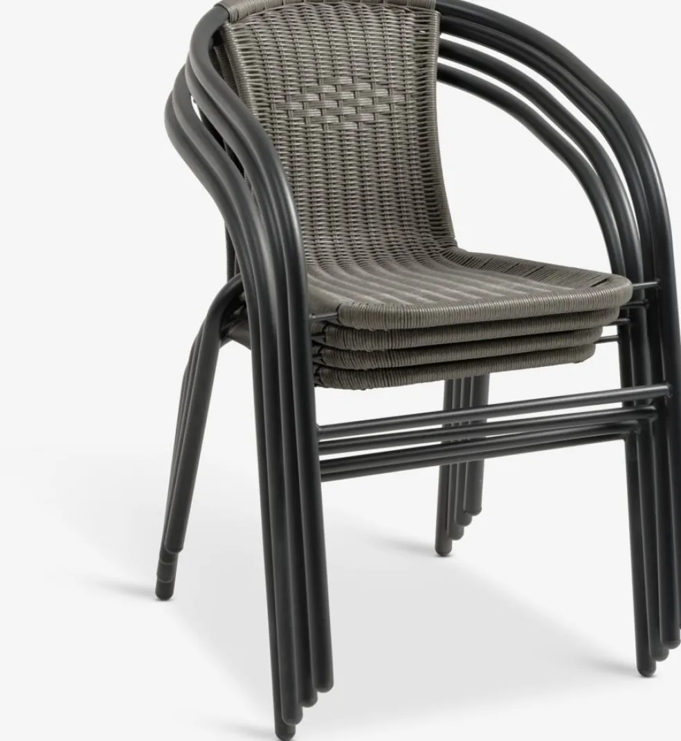 RADSTRUP + GRENAARADSTRUP Ø60 table noir + 2 GRENAA chaises gris