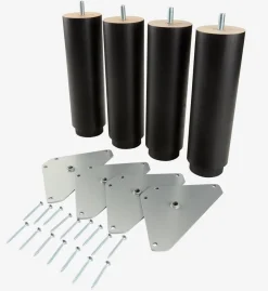RAUDSUNDAPieds de lit Ø6xH20cm RAUDSUNDA hêtre noir 4pcs/pqt