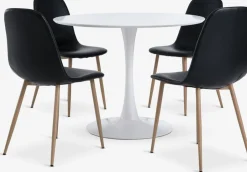 RINGSTED + JONSTRUPRINGSTED Ø100 table blanc + 4 JONSTRUP chaises noir