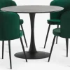 RINGSTED + RISSKOVRINGSTED Ø100 table noir + 4 RISSKOV chaises vert foncé
