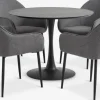 RINGSTED + SABRORINGSTED Ø100 table noir + 4 SABRO chaises gris/noir