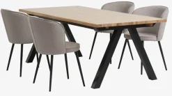 SANDBY + RISSKOVSANDBY L210 table chêne naturel + 4 RISSKOV chaises gris c.