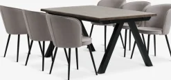 SANDBY + RISSKOVSANDBY L160 table chêne foncé + 4 RISSKOV chaises gris clair