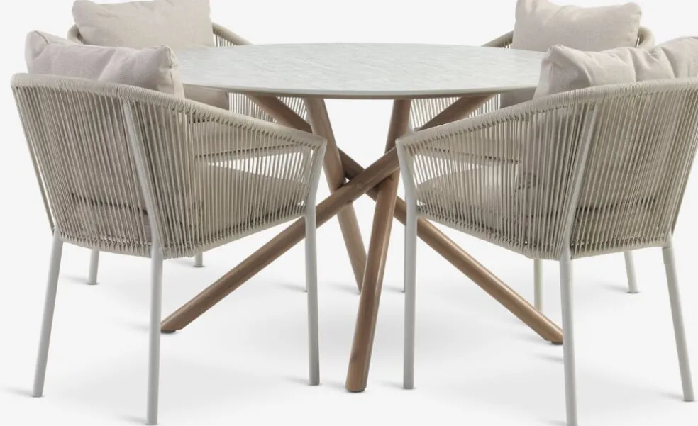SANDVIG + GILJASANDVIG Ø120 table + 4 GILJA chaises beige