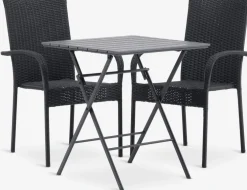 SANDVIKA + GUDHJEMSANDVIKA L65 table + 2 GUDHJEM chaises noir