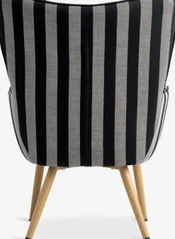 SIMESTEDFauteuil SIMESTED rayures tissu noir/beige