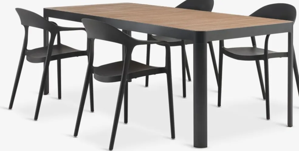 SIRDAL + NANNESTADSIRDAL L211 table eucalyptus + 4 NANNESTAD chaises