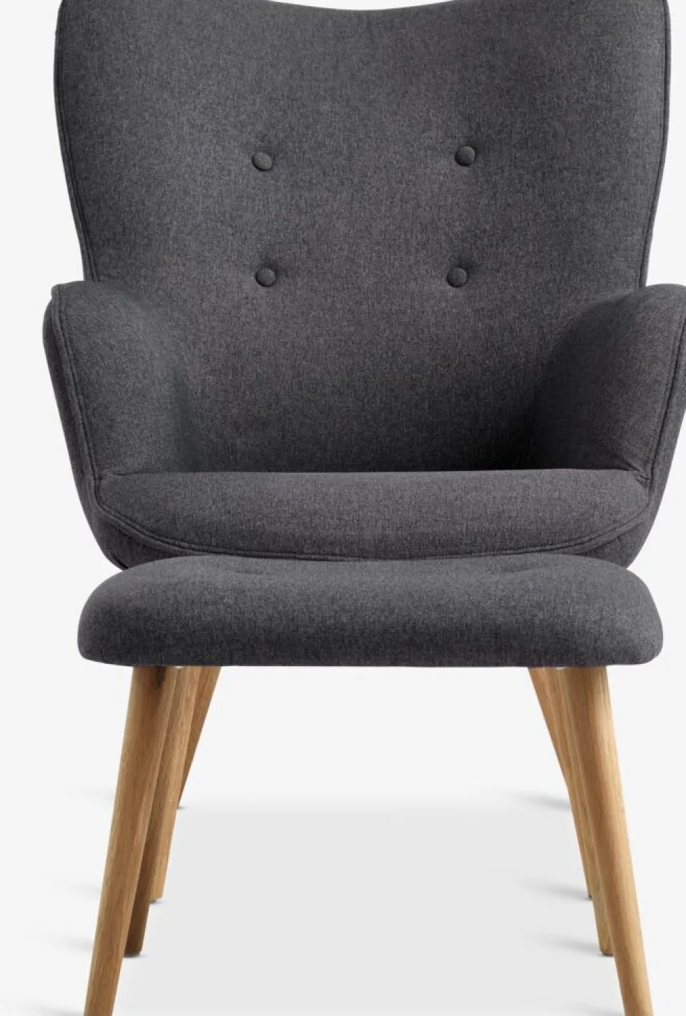 SKALBORGFauteuil/repose-pieds SKALBORG tissu gris foncé/chêne