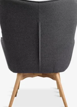 SKALBORGFauteuil/repose-pieds SKALBORG tissu gris foncé/chêne