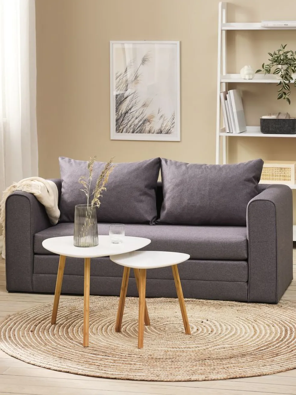 SKILLEBEKKCanapé convertible SKILLEBEKK tissu gris foncé