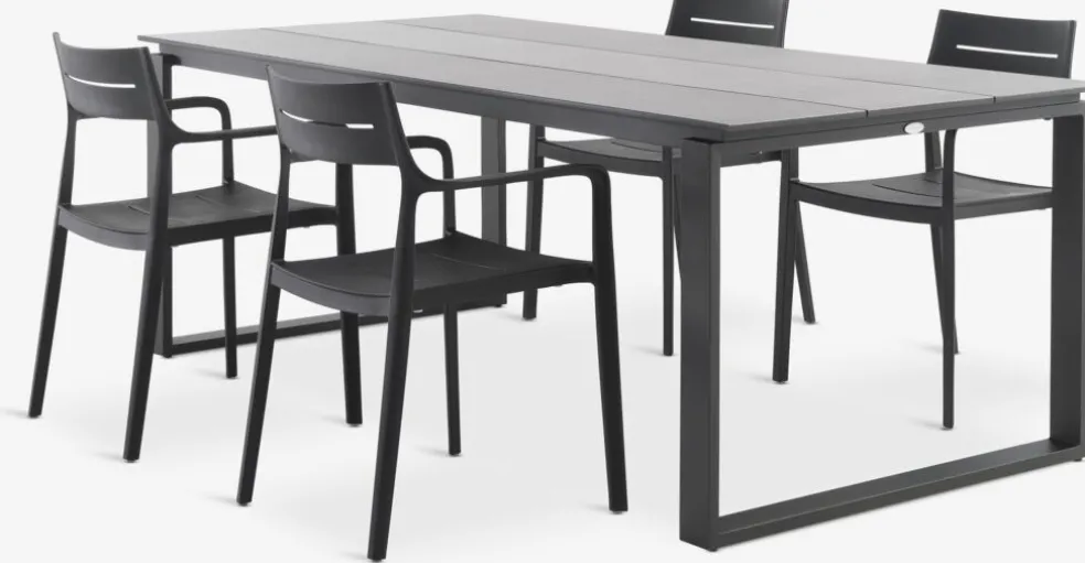 SONNERUP + INGSTRUPSONNERUP L215 table gris + 4 INGSTRUP chaises noir