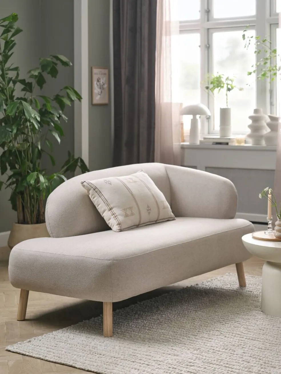 STADILCanapé STADIL ouvert gauche ovale tissu beige/coloris ch.