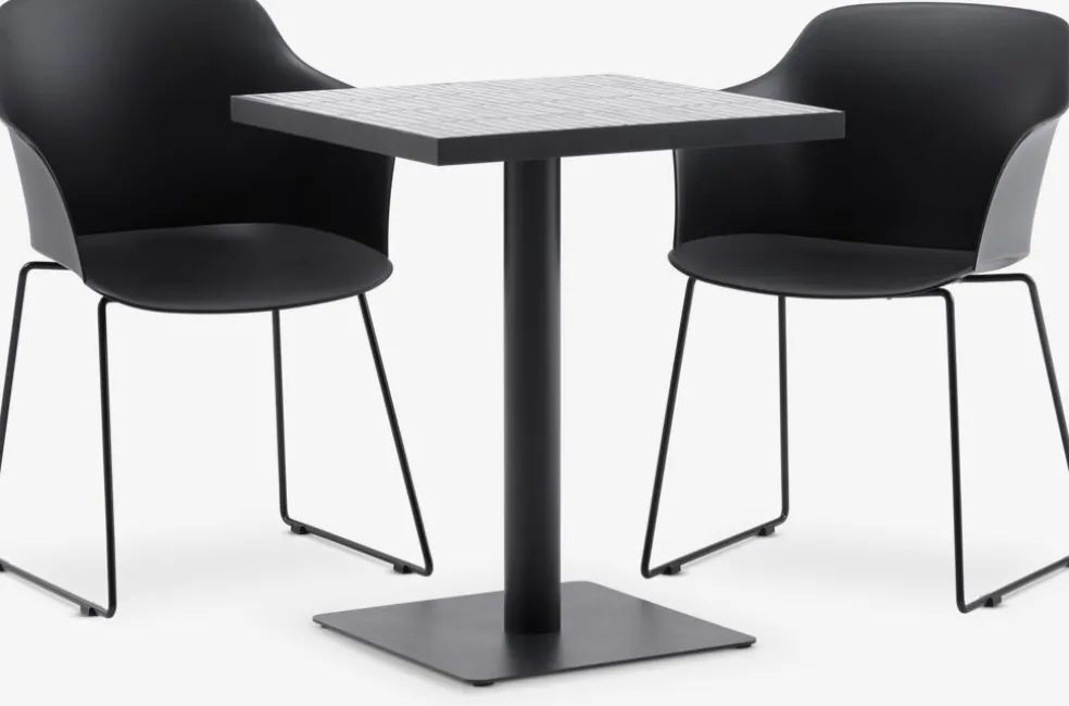 STENUNGSUND + TAGMARKSTENUNGSUND L60 table gris + 2 TAGMARK chaises noir