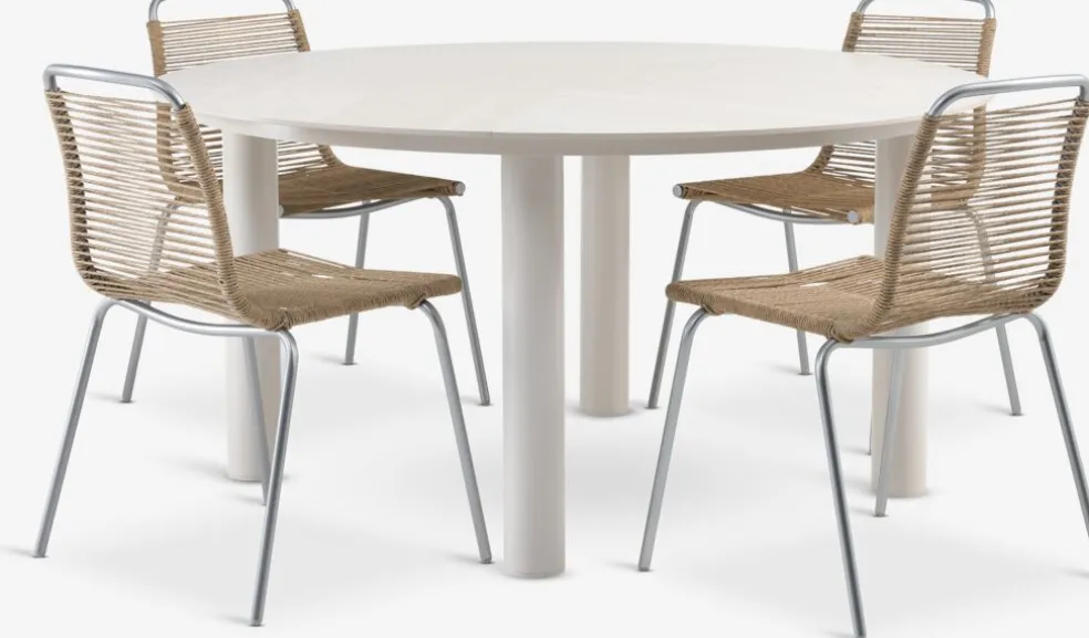 SURNADAL + MIDDAGSBERGETSURNADAL Ø150 table beige + 4 MIDDAGSBERGET chaises