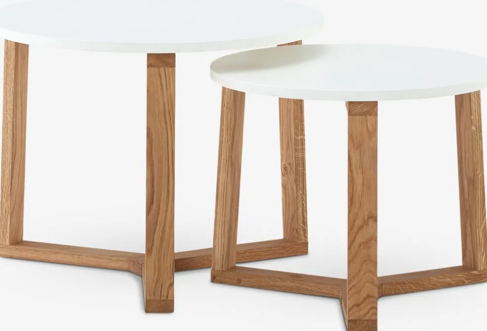 SVENSTRUPTables gigognes SVENSTRUP Ø60/50 blanc/chêne naturel 2 pcs