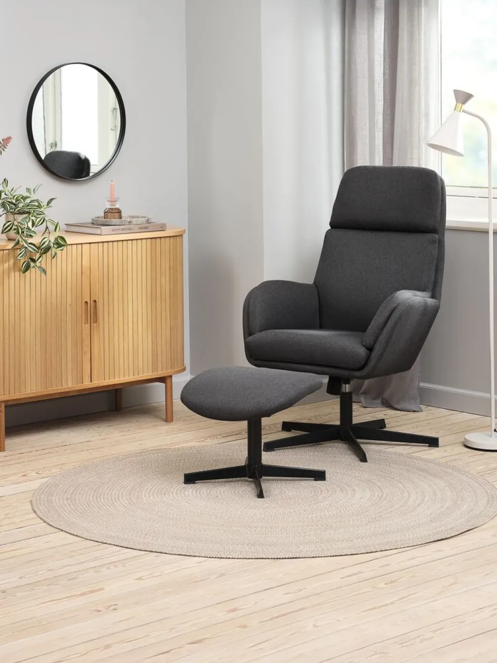 TANKEDALFauteuil inclinable a/repose-pieds TANKEDAL tissu gris foncé