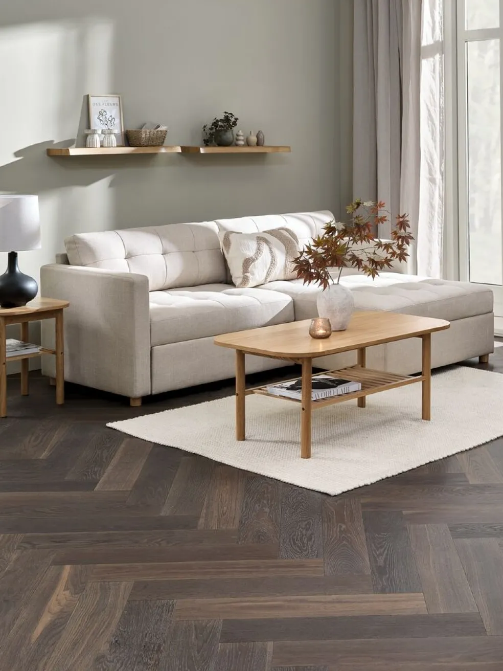 TEGLHUSECanapé convertible méridienne TEGLHUSE tissu beige