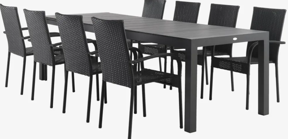 TYDAL + GUDHJEMTYDAL L208/272 table + 4 GUDHJEM chaises noir