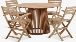 UDBYNEDER + VESTERHAVETUDBYNEDER Ø120 table + 4 VESTERHAVET chaises teck