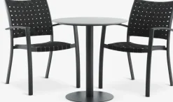 VAMDRUP + GLOMFJORDVAMDRUP Ø70 table gris + 2 GLOMFJORD chaises noir