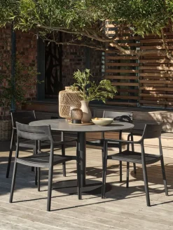 VAMDRUP + INGSTRUPVAMDRUP Ø120 table gris + 4 INGSTRUP chaises noir