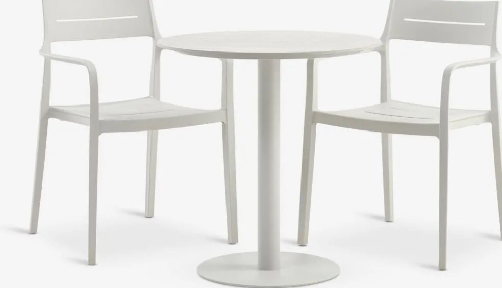 VAMDRUP + INGSTRUPVAMDRUP Ø70 table + 2 INGSTRUP chaises beige