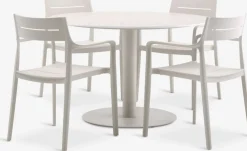 VAMDRUP + INGSTRUPVAMDRUP Ø120 table + 4 INGSTRUP chaises beige