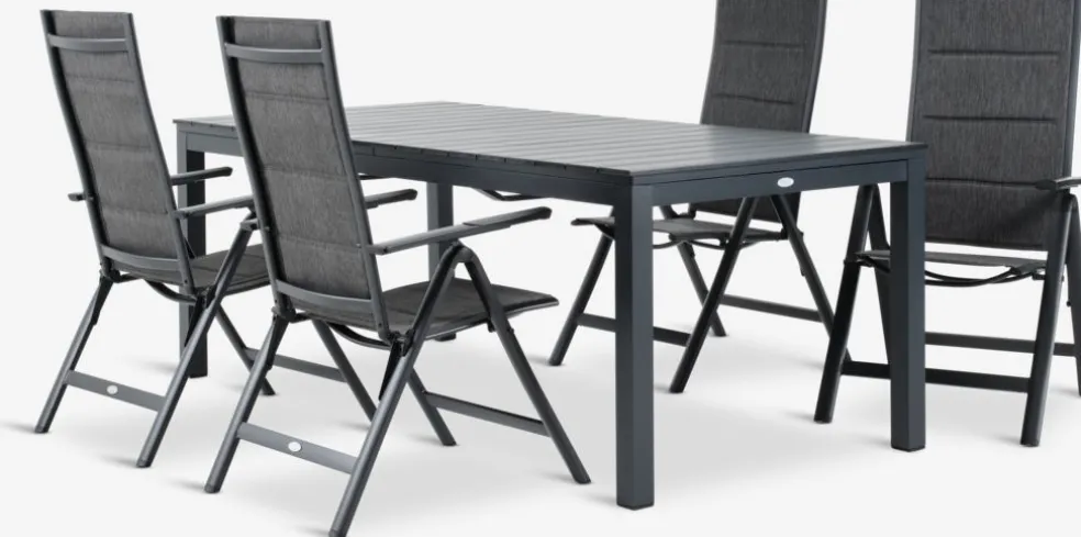 VATTRUP + MYSENVATTRUP L206/321 table noir + 4 MYSEN chaises gris