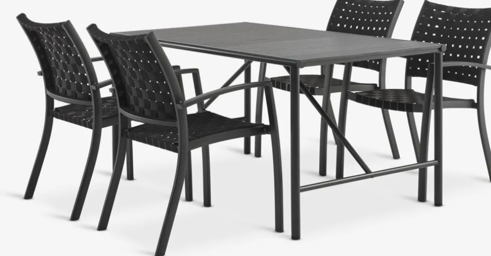 VIERLI + GLOMFJORDVIERLI L149 table + 4 GLOMFJORD chaises noir